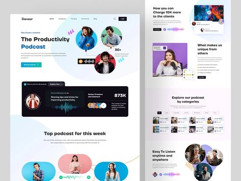 Podcast Landing Page, Podcast Website Design, Kiosk App, Marketing Dashboard, Landing Page Inspiration, Wix Website Design, Wix Website Templates, Design Podcast, Dashboard Design