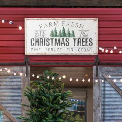 THROUGH THE WOODS | Shop Sales Events Antique Farmhouse Farm Wall Decor, Park Hill Collection, Classic Christmas Tree, Chic Wall Art, Park Hill, Fresh Christmas Trees, Farm Signs, Accent Wall Decor, Tree Farm