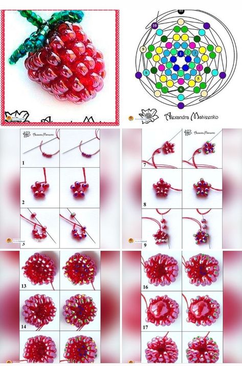 Diy Beaded Animals How To Make, Beaded Blackberry Tutorial, Raspberry Bead Pattern, Beaded Raspberry Tutorial, How To Read Bead Patterns, Bead Pets Pattern 3d, Beading Trends 2023, Beading Projects For Beginners, Bead Earing Tutorials