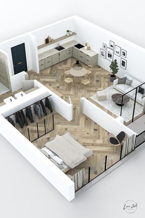 Coastal Bloxburg, Apartemen Studio, Garage Design Interior, Stone Park, Scandinavian Apartment, Minimal Living, House Floor Design, Bloxburg Ideas, Small Apartment Design