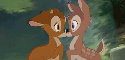 Pin for Later: 38 of the Best Disney Kisses of All Time Bambi and Faline, Bambi Disney Kiss, Disney Amor, Disney Love Quotes, Disney Mignon, Bambi Disney, Animation Disney, Disney Animated Movies, Disney Gif, Film Disney