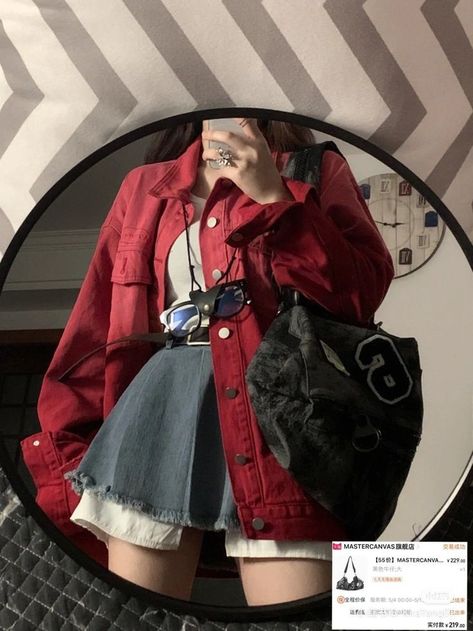 Red Indie Outfit, Spiderman Inspired Outfit Aesthetic, Grunge Outfits Red And Black, Cherry Aesthetic Outfits, Black And Red Aesthetic Clothes, Black And Red Skirt Outfit, Cherry Clothes Aesthetic, Trashcore Outfit, Cherry Style Outfit