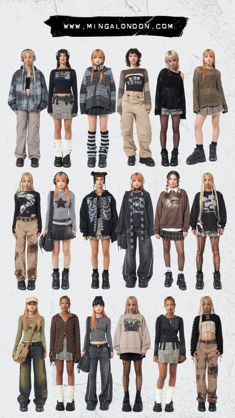 Mingalondon Outfits, Gruge Outfits Girl, Y2k Retro Outfits, Y2k Layered Outfits, Escape Room Outfit, Abuci Fashion, Outfit Styles Types Of Aesthetic, How To Dress Grunge, Sims Inspiration People