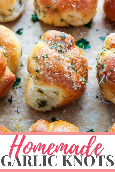 Homemade Garlic Knots, Garlic Knots Recipe, Baker By Nature, Garlic Knots, Baked Garlic, Homemade Marinara, Recipe From Scratch, Freezer Friendly, Bread Recipes Homemade