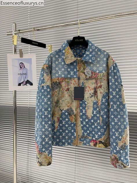 Louis Vuitton 48 Denim Blue Monogram Distressed Floral Workwear Jacket Louis Vuitton Jeans, Louis Vuitton Jacket, Louis Vuitton Supreme, Distressed Jacket, Workwear Jacket, Louis Vuitton Men, Denim Blue, Blue Denim, Work Wear