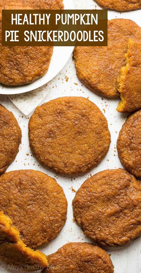 Snickerdoodles Cookies, Low Calorie Pumpkin, Pumpkin Cookies Healthy, Healthy Pumpkin Dessert, Snickerdoodles Recipe, Clean Eating Cookies, Healthy Pumpkin Pie, Pumpkin Snickerdoodles, Healthy Pumpkin Pies