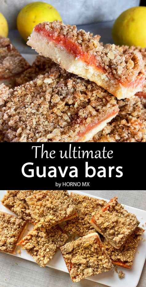 Recipes With Guava Fruit, Guava Bars Recipes, Guava Bars, Guava Desserts, Guava Pastry, Guava And Cream Cheese, Guava Recipes, Boricua Recipes, Filipino Food