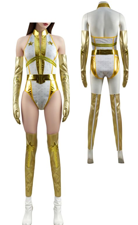 PRICES MAY VARY. Adult TV Series Starlight Cosplay Jumpsuit Bodysuit Starlight Costume with Gloves Belt Halloween Outfit for Women. Material: Starlight cosplay outfits is made of Faux Leather + PU Leather + Uniform cloth, ensuring durability and comfort. Including: Gold/Yellow: Starlight Jumpsuit + Gloves + Leg guard + Belt (No Shoes). White: Dress + Cloak + Belt + Gloves + Leg guard + Skirt (No Shoes). Occasion: Starlight costume is Perfect for cosplay, Halloween party, on the stage , Christmas Latex Suit Woman Costume, Starlight Costume, Starlight Cosplay, Bodysuit With Gloves, Leather Bodysuit, Halloween Clothing, Cosplay Halloween, Halloween Outfit, White Bodysuit