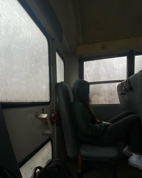 rainy bus ride Grey School Aesthetic, Morning Bus Ride Aesthetic, Gloomy School Aesthetic, School Loner Aesthetic, Rainy School Day Aesthetic, Lower Class Aesthetic, Dark School Morning, Winter School Aesthetic, Dark School Aesthetic