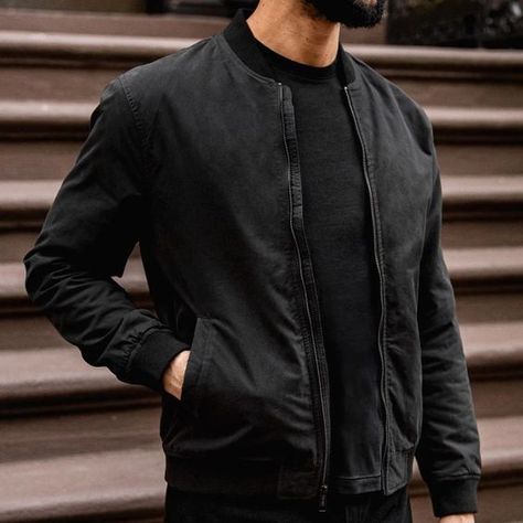 I loved the fabric is very good quality😃 I recommend it again Mens Clothing Styles Rugged, Jackets For Winter, Black Jacket Outfit, Ma 1 Jacket, Black Cotton Jacket, Black Outfit Men, Cool Outfits For Men, Mens Fashion Casual Outfits, Casual Jackets