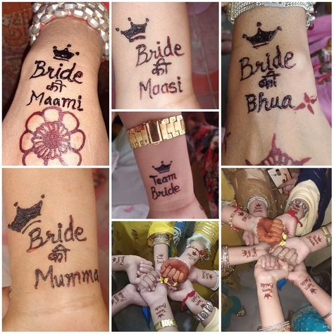 Henna ideas for team bride... Team Bride Mehendi Designs, Team Groom Mehndi Design, Bride Team Ideas, Team Bride Ideas, Mehandi Pose, Mehndi Poses, Team Groom, Henna Ideas, Modern Mehndi Designs