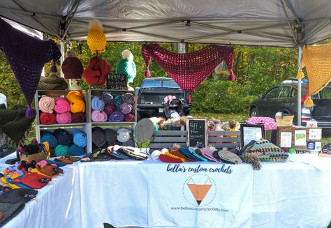 The Fiber and Fox Blog - How to set up for a craft fair or market: - Fiber and Fox Craft Booth Design, Craft Market Display, Tent Set Up, Craft Fairs Booth, Craft Fair Displays, Mobile Business, Market Displays, Handmade Market, Custom Crochet