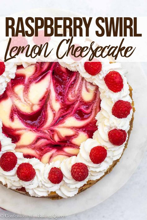 Lemon Raspberry Desserts, Golden Oreo Crust, Dessert Raspberry, Easy Cheesecake Recipe, Raspberry Puree, Raspberry Swirl Cheesecake, Lemon Cheesecake Recipes, Golden Oreo, Berry Recipes