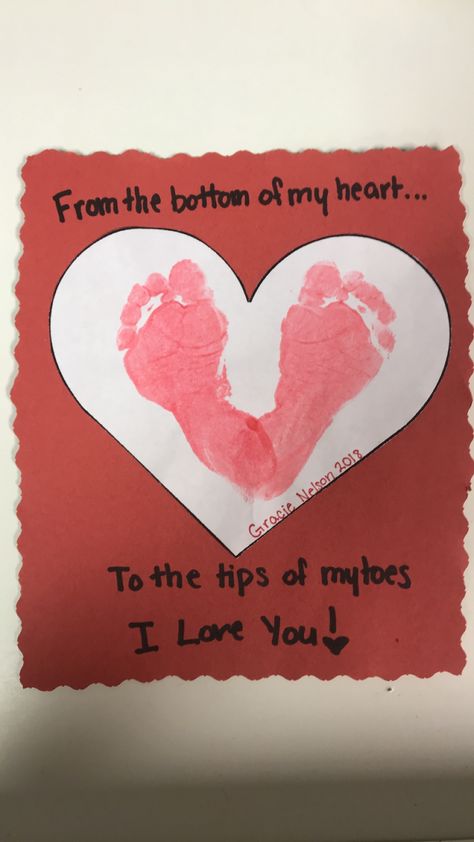 Footprint Heart Craft, Valentine’s Day Activities For Infants, Valentines Crafts For Infants, February Infant Crafts, Valentine’s Day Footprint Art, Valentines Crafts For Babies, February Art For Toddlers, Valentine’s Day Crafts For Babies, Infant Valentines Day Crafts