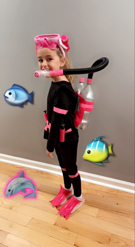 Scuba Costume, Diy Fish Costume, Diy Shark Costume, Shark Costume Kids, Scuba Diver Costume, Under The Sea Costumes, Halloween Costumes Kids Homemade, Sea Costume, Fish Costume