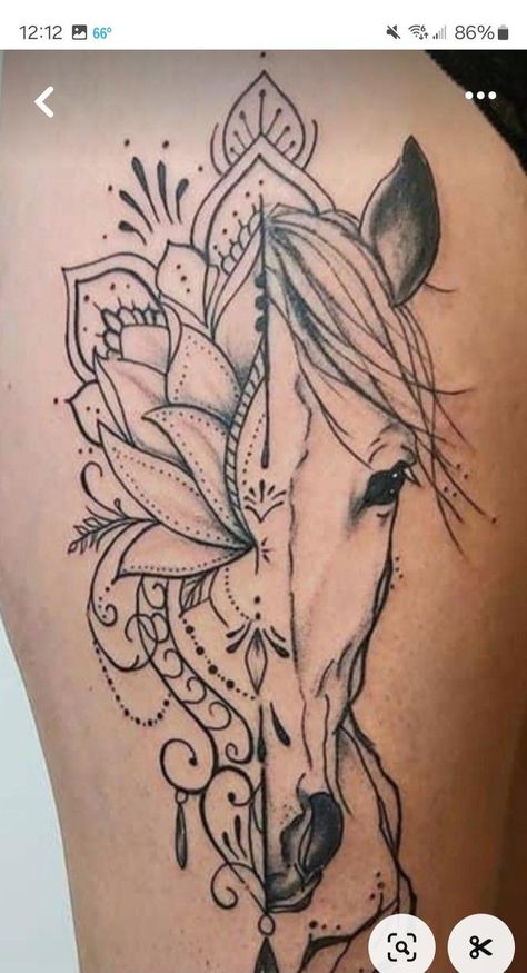 White Horse Tattoo Ideas, Horse Tattoo Thigh, Mandala Horse Tattoo, Horse Tattoo Design Simple, Wildflowers And Wild Horses Tattoo, Horse Shoulder Tattoo, Viking Horse Tattoo, Horse Leg Tattoo, Horse Remembrance Tattoo