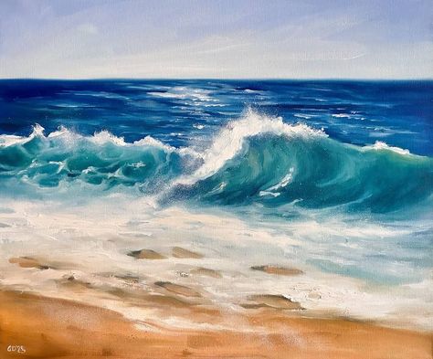 Original Art Oil Painting, measuring: 59.9W x 50H x 2D cm, by: Daria Gerasimova (Germany). Styles: Realism, Fine Art, Impressionism. Subject: Seascape. Keywords: Oil Painting, Sand, Coastal, California, Seaside, Wave, Realizm, Beach, Sea, Ocean, Seascape, Painting On Canvas. This Oil Painting is one of a kind and once sold will no longer be available to purchase. Buy art at Saatchi Art. Wave Pictures, Ocean Landscape Painting, Ocean Art Painting, Beach Art Painting, Art Realism, Painting Beach, Coastal California, Ocean Landscape, Selling Paintings