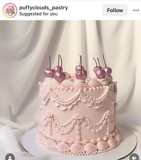 Old Fashioned Cake Design, Tall Vintage Cake, Pink Vintage Cakes, Circle Vintage Cake, Girly Cake Ideas, Round Vintage Cake, Pink Vintage Cake, Sunset Cake, Mini Pasta