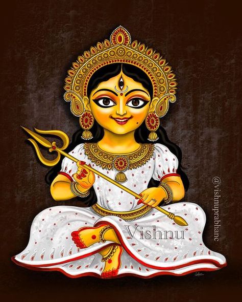 Ma Kali Paintings, Little Durga Maa, Sankranthi Rangoli, Durga Maa Paintings, Durga Ma, Happy Durga Puja, Buddhist Art Drawing, Bengali Art, Modern Art Canvas Painting