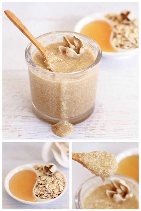 MY FACE FEELS AMAZING AFTER USING THIS...Only 3 ingredients in this homemade oatmeal honey face scrub that exfoliates, moisturizes and leaves your skin feeling silky smooth! Honey Face Scrub, Diy Face Scrub, Homemade Oatmeal, Face Scrub Homemade, Honey Face, Homemade Facials, Face Mask Recipe, Diy Scrub, Honey Oatmeal