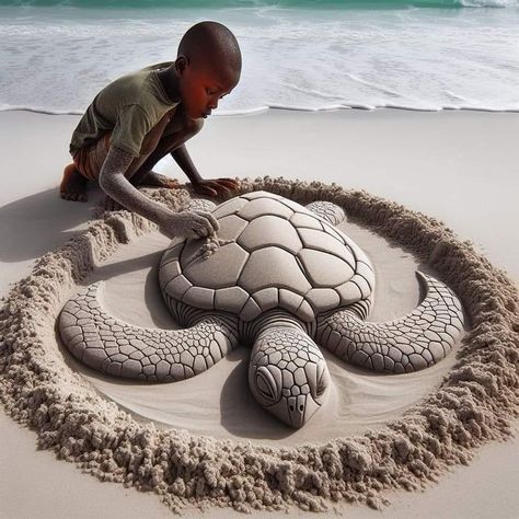 Rock Sculpture, Stone Art Painting, Sand Sculptures, Art Rock, Sand Art, Sand Castle, Pebble Art, Stone Art, Turtles