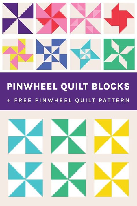 Learn all about pinwheel quilts with our free pattern and step-by-step tutorial. Learn how to create an eye-catching pinwheel quilt block, how to make a pinwheel quilt with a free pinwheel pattern! Double Pinwheel Quilt Block Free Pattern, Pin Wheel Quilt Patterns Free, Make A Pinwheel, How To Make Pinwheels, Pinwheels Quilt, Pinwheel Tutorial, Pinwheel Quilts, Free Quilt Block Patterns, Pinwheel Quilt Pattern