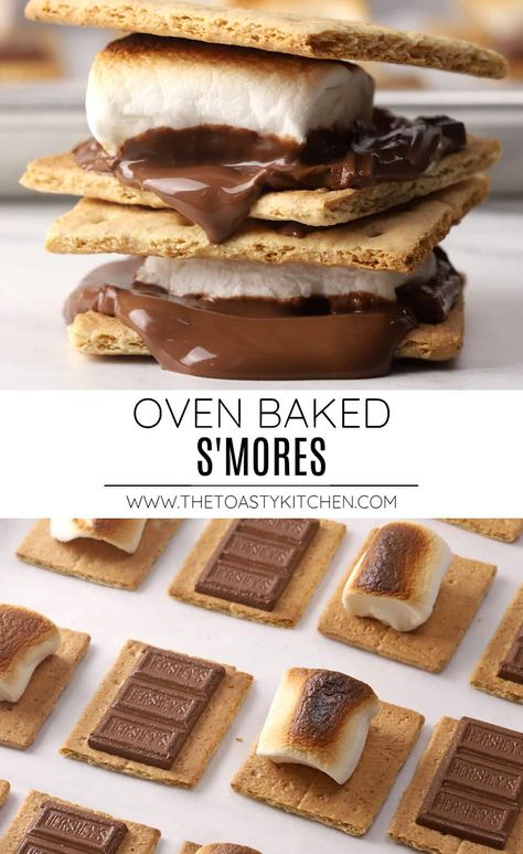 Taste Of Home Mini Smores, S’mores Oven Easy, Oven Smores Recipes, Oven Smores, Baked Smores, Indulgent Recipes, Summer Fruit Recipes, Smores Dessert, Smore Recipes