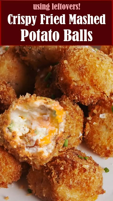 Crispy Fried Mashed Potato Balls – Reserveamana Deep Fried Mashed Potato Balls, Fried Potato Bites, Mashed Potato Balls Recipe, Fried Mashed Potato Balls, Comfort Food Appetizers, Fried Mashed Potatoes, Potato Balls Recipe, Mashed Potato Balls, Potatoes Crispy