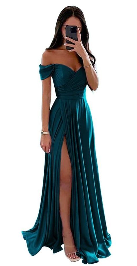 Off Shoulder Bridesmaid, Off Shoulder Bridesmaid Dress, Bridesmaid Dresses Satin, Satin Formal Dress, Upscale Fashion, Gowns Bridesmaid, Stunning Prom Dresses, Evening Party Gowns, Elegant Prom Dresses