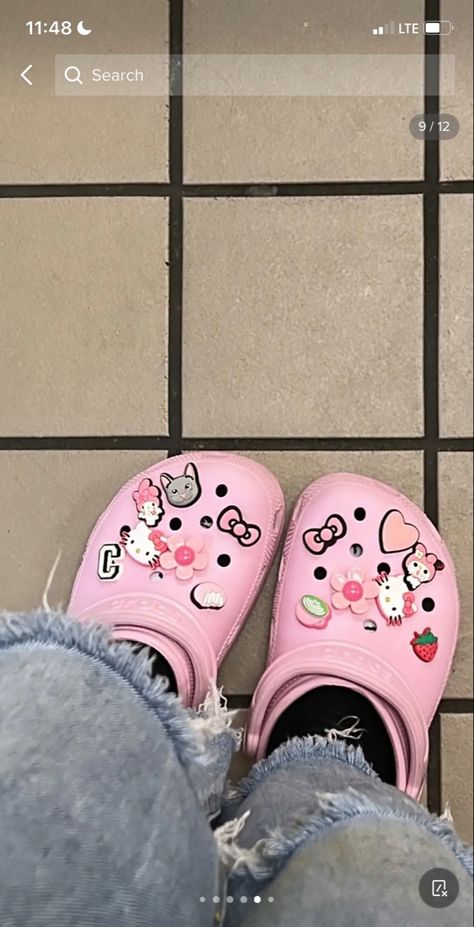 Pink Croc Outfits, Pink Crocs Aesthetic, Croc Outfits, Crocs Pink, Pink Crocs, Crocs Fashion, Hello Kitty Shoes, Pretty Shoes Sneakers, Shoes Heels Classy