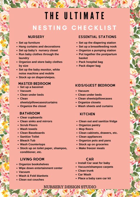 ultimate nesting checklist printable Nesting While Pregnant, Home Birth Checklist, Nesting Checklist, Nesting Party, Birth Prep, Mom Checklist, Newborn Checklist, Baby Hospital Bag, Pregnancy Checklist