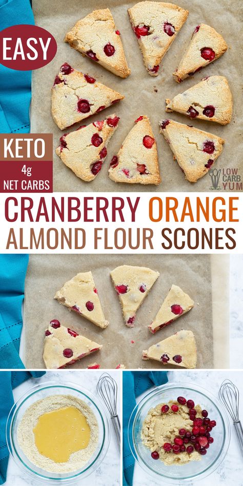 Keto Cranberry, Cena Keto, Cranberry Orange Scones, Orange Scones, Keto Diet Breakfast, Low Carb Low Sugar, Diet Breakfast Recipes, Fat Foods, Low Carb Diet Recipes