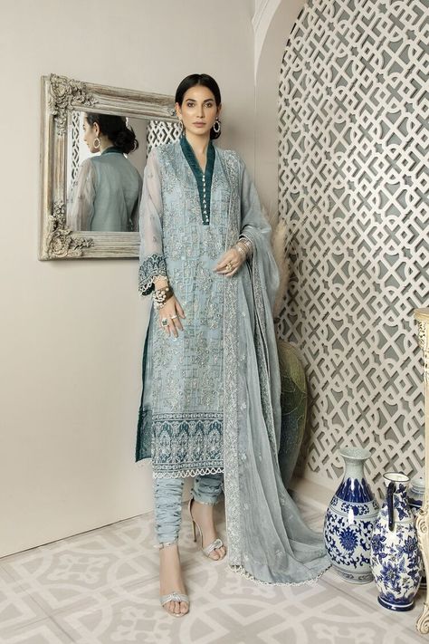 Punjabi suits from House Of Nawab Heavily Embroidered Wedding Collection FERIZIYA 3 Piece UnStitch I Latest Pakistani Salwar Kameez Punjabi Suits Designer Wear Churidar Pajama, Chiffon Shirt Dress, Organza Suits, Pakistani Salwar, Raw Silk Fabric, Pakistani Salwar Kameez, Silk Trousers, Embroidered Wedding, Luxury Collection