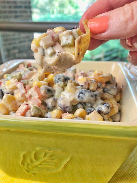 Creamy Corn And Black Bean Dip, Tostitos Scoops Appetizers, Black Bean Salsa Dip, Bean Salsa Dip, Black Bean Dip Recipe, Black Bean Salsa Recipe, Tostitos Scoops, Bean Salsa Recipe, Corn Bean Salsa