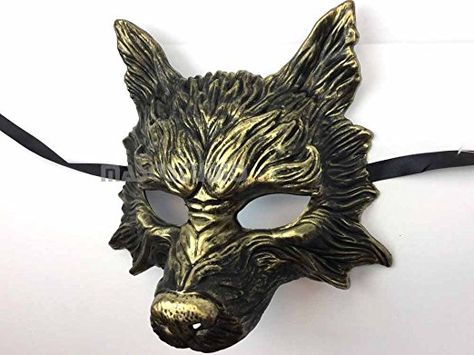 Gold Black Wolf Mask Animal Masquerade Halloween Costume Cosplay Party mask Full Face Masquerade Mask, Halloween Masquerade Costume, Wolf Princess, House Costume, Masquerade Halloween Costumes, Masquerade Mask Black, Spirit Halloween Costumes, Masquerade Ball Mask, Toga Party