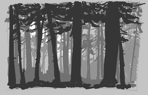 How to draw a Forest (video) How To Draw Wood, Woods Drawing, Forest Video, Forest Sketch, Value Painting, Forest Drawing, Tattoos Mandala, Forest Tattoos, Evergreen Forest