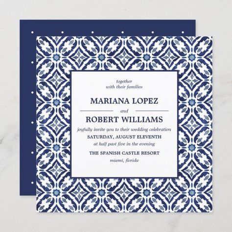 Green Spanish Tile, Talavera Wedding, Spanish Tile Pattern, Wedding Invitation Size, Pattern Wedding, Wedding Anniversary Invitations, Mexican Talavera, Spanish Tile, Anniversary Invitations