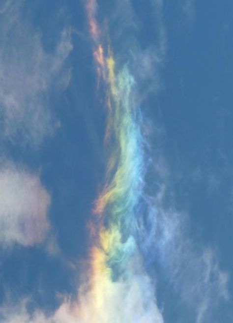 an extremely rare fire rainbow Cirrus Cloud, God's Promise, Belle Nature, Fire Rainbow, Atmospheric Phenomenon, Ice Crystals, Natural Phenomena, Sleeve Tattoo, Beautiful Sky