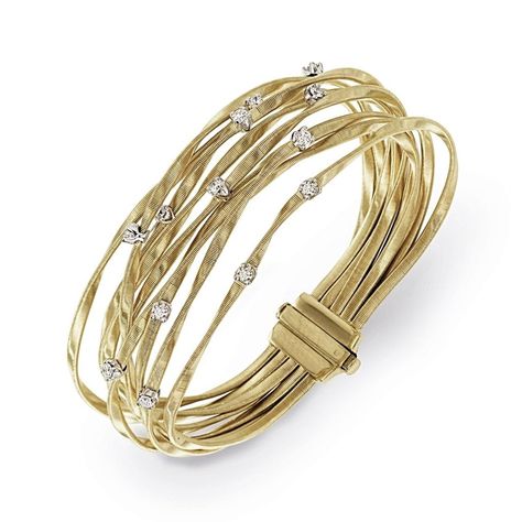 Marco Bicego Marrakech 18ct Yellow Gold 0.65ct Diamond Multi-strand Bracelet #marcobicego #bracelet Adjustable Yellow Gold Multi-strand Jewelry, Luxury Flexible Gold Diamond Bracelet, Gold Multi-strand Bohemian Bracelets, Luxury Yellow Gold Multi-strand Jewelry, Marco Bicego Bracelet, Marco Bicego Necklace, Marco Bicego Jewelry, White Gold Diamond Bracelet, Marco Bicego