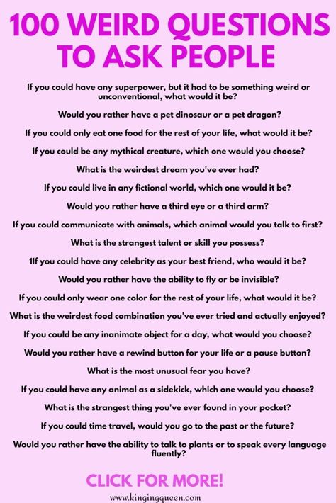 weird questions to ask Questions To Ask People Random, Mind Boggling Questions, Funny Questions To Ask A Girl, Cool Questions To Ask People, Controversial Questions Funny, Psychological Questions To Ask, Things To Ask Friends, Silly Questions To Ask Friends, Weird Questions To Ask A Guy