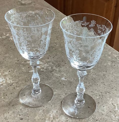 Vintage Fostoria Navarre Crystal Claret Wine Goblets 2 Piece Set Fostoria Crystal, Wine Goblets, Elegant Sets, 2 Piece Set, Crystal Clear, Be Happy, 2 Piece, Chips, Wine