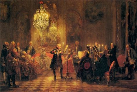 Adolph von Menzel | A Flute Concert of Frederick the Great at Sanssouci (1852) | MutualArt Adolf Von Menzel, Adolph Menzel, Frederick The Great, Wave Illustration, Dream Painting, Caspar David Friedrich, Art Print Poster, Wallpaper Online, Classical Art