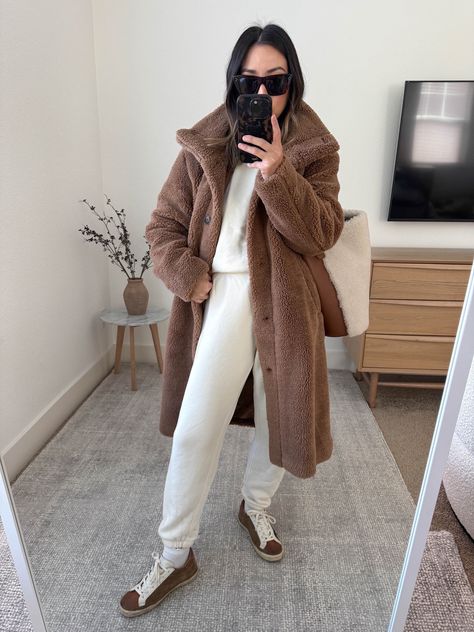 Long Sherpa Coat curated on LTK Teddy Bear Coat Outfit, Long Sherpa Coat, Long Brown Coat, Winter Sunglasses, Teddy Bear Coat, Sherpa Coat, Celine Sunglasses, Jenni Kayne, Golden Goose Sneakers