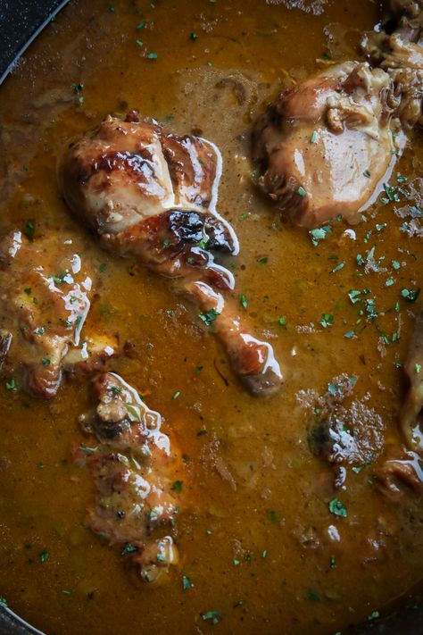 Cajun style chicken and gravy is the quintessential Louisiana comfort food recipe! Chicken Legs And Gravy Crockpot, Cajun Meatballs And Gravy, St Lucia Recipes, Cajun Dishes New Orleans, Stewed Chicken Leg Recipes, Stewed Chicken Thighs, Stewed Chicken And Rice, Southern Louisiana Recipes, Chicken Rice And Gravy