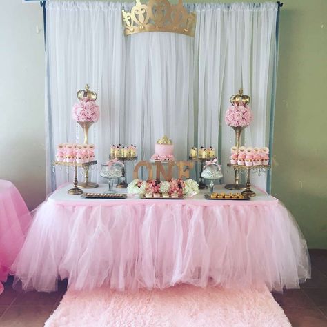 Princess Birthday Party Ideas | Photo 6 of 11 Tutu Table, طفلة حديثة الولادة, Princess Theme Birthday, Backdrop Photo, Princess Theme, Festa Party, Baby Shower Princess, Birthday Table