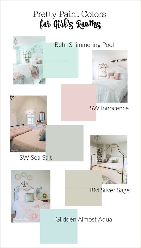 Our Favorite Paint Colors + Decor for A Girl's Room Teen Girl Bedroom Color Palette, Teen Room Wall Paint, Teen Bedroom Color Schemes, Girl Bedroom Walls Paint, Paint For Girls Bedroom, Paint Ideas For Girls Bedroom, Teen Room Paint Ideas, Teen Room Color Schemes, Teen Girl Bedroom Colors