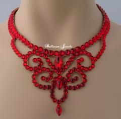 Ballroom Crystal Swirl Necklace - Red Ballroom Accessories, Ballroom Necklace, Ballroom Blitz, Ballroom Jewelry, Swirl Necklace, Popular Necklaces, Beaded Necklace Patterns, Dance Accessories, Dance Jewelry