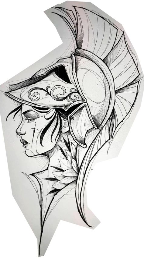 Female Gladiator Tattoo, Gladiator Sketch, Athena Sketch, Athena Drawing, Tattoo Designs Female, Athena Tattoo, Cool Ear Tattoos, Celtic Tattoo Designs, P Tattoo