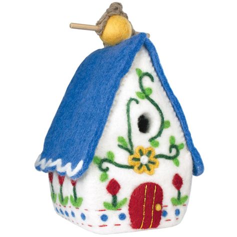 Global Crafts Handmade Wild Woolies Felt Birdhouse - Heidi Chalet (Nepal) (Felt Birdhouse - Heidi Chalet), Multi, Outdoor Décor Wren House, Felt House, Jute Hanging, Felt Birds, Big Bird, Hand Felted, Small Birds, Handmade Felt, Birdhouse