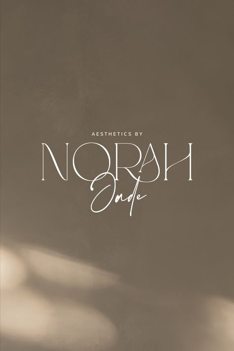 Branding for Norah Jade, a modern aesthetics clinic. Modern logo, minimal, clean, luxurious, neutral, feminine, inviting, timeless logo, timeless branding, minimal branding, clean branding, luxe branding, aesthetics branding, logo inspo, modern brand, feminine branding, branding project ideas, branding project portfolio. Feminine Luxury Aesthetic, Beauty Boutique Logo, Canva Logo Ideas Aesthetic, Aesthetic Clinic Logo Design, Esthetician Business Logo Ideas, Luxury Boho Branding, Classy Brand Identity, Logo Clothes Design Ideas, Luxury Branding Colors